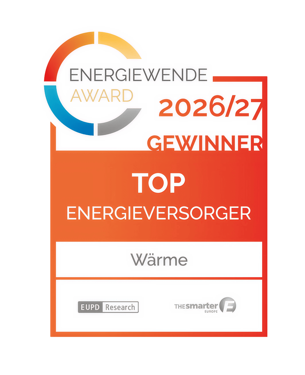 Energiewende Award 2025/26: TOP Energieversorger in der Kategorie Wärme.