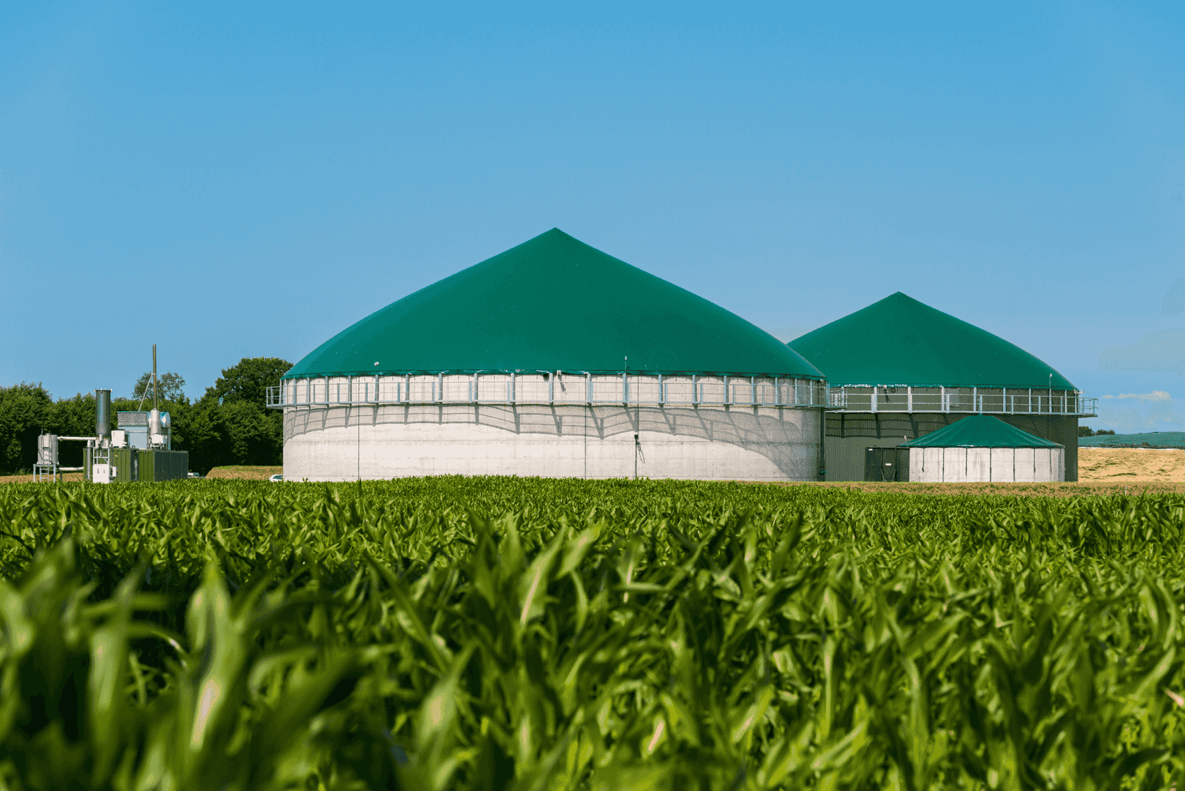 Die Biogasanlage wird mit Biomasse aus regionaler Erzeugung versorgt und erzeugt Biogas für die Region.