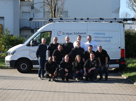 Teambild des Heizungs- und Elektro-Meisterbetriebs Erdgas Südwest Service GmbH
