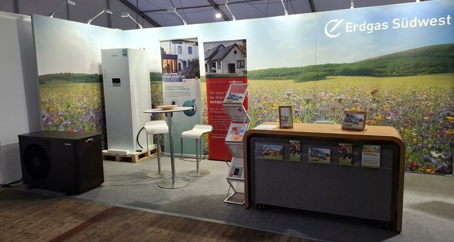 Messestand für die Energielösungen der Erdgas Südwest.