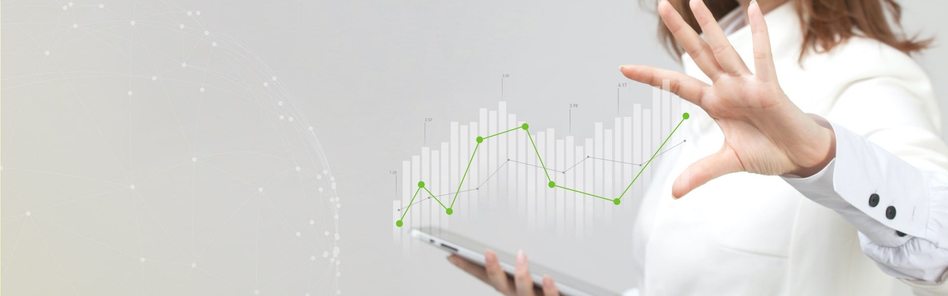 Bild mit Frau und Diagrammen