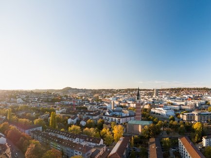 Vogelperspektive auf die Stadt Pforzheim