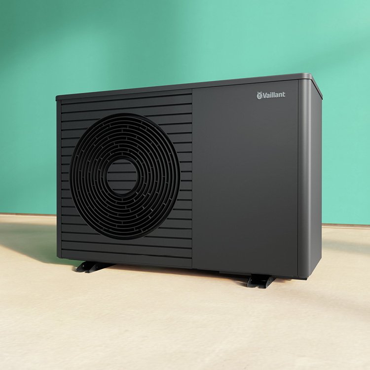 Die neue Wärmepumpe aroTHERM plus von Vaillant, die sich flexibel aufstellen lässt.
