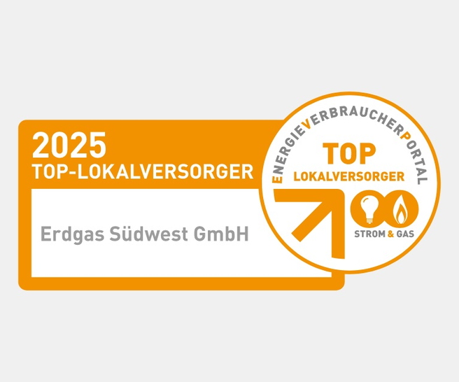 Erdgas Südwest wurde als Top Lokalversorger 2025 im Bereich Strom und Gas ausgezeichnet