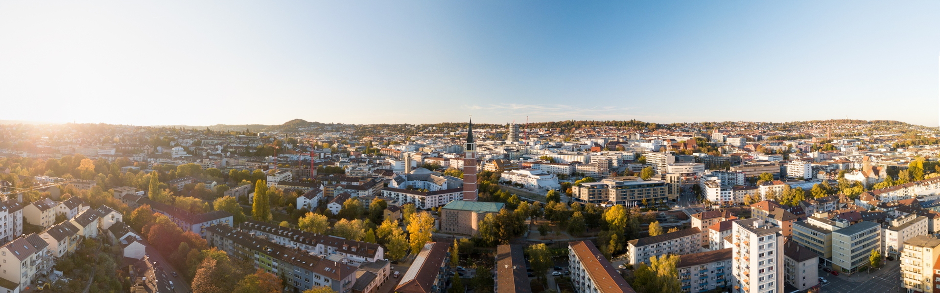 Vogelperspektive auf die Stadt Pforzheim