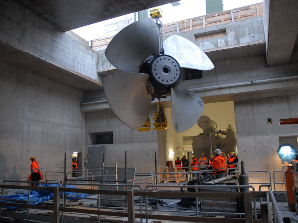 Rotor des Wasserkraftwerks Rheinfelden